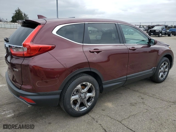 2019 Honda CR-V EX with VIN 2HKRW2H52KH661102, listed as a Copart auction lot 52445525 with 28,240 mi miles and Salvage Title. Bid and sale history available at carsss.com. Image 3.