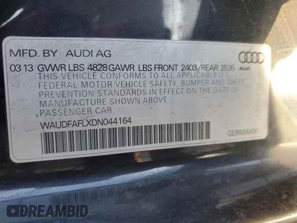 2013 Audi A4 Premium z VIN WAUDFAFLXDN044164, wystawiony jako Copart lot #79114074 z przebiegiem 120 405 mil mil oraz Szkoda całkowita • Salvage title. Historia ofert i sprzedaży dostępna na DreamBid. Obrazek 15.