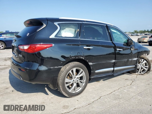 2013 Infiniti JX35 with VIN 5N1AL0MNXDC328902, listed as a Copart auction lot 65277594 with 144,842 mi miles and Salvage Title. Bid and sale history available at carsss.com. Image 3.