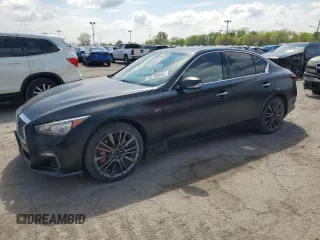 2019 Infiniti Q50 Red Sport 400 with VIN JN1FV7AR2KM830253, listed as a Copart auction lot 55148555 with 65,137 mi miles and Salvage title. Bid and sale history available at DreamBid. Image 1.