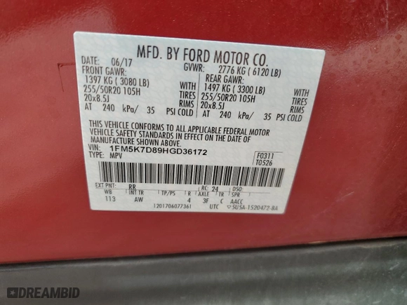 2017 Ford Explorer XLT with VIN 1FM5K7D89HGD36172, listed as a Copart auction lot 47600625 with 111,884 mi miles and Clean Title. Bid and sale history available at carsss.com. Image 15.