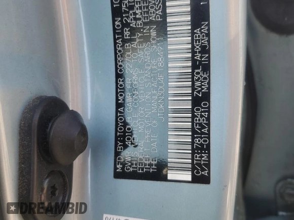 2015 Toyota Prius Four with VIN JTDKN3DU4F1884911, listed as a Copart auction lot 60445255 with 121,057 mi miles and Salvage title. Bid and sale history available at DreamBid. Image 13.