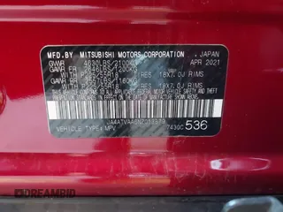 2022 Mitsubishi Eclipse Cross LE z VIN JA4ATVAA6NZ013879, wystawiony jako IAAI lot #41450278 z przebiegiem 33 830 mil mil oraz . Historia ofert i sprzedaży dostępna na DreamBid. Obrazek 9.