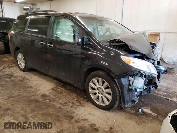2013 Toyota Sienna XLE with VIN 5TDDK3DC4DS070167, listed as a Copart auction lot 46992565 with Not Provided miles and Salvage Title. Bid and sale history available at DreamBid. Image 4.