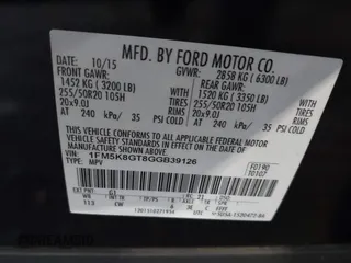 2016 Ford Explorer Sport with VIN 1FM5K8GT8GGB39126, listed as a IAAI auction lot 42543200 with 135,903 mi miles and . Bid and sale history available at DreamBid. Image 9.