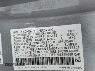 2022 Honda Civic Sport with VIN 2HGFE2F51NH541315, listed as a Copart auction lot 53289935 with 24,415 mi miles and Salvage Title. Bid and sale history available at carsss.com. Image 13.