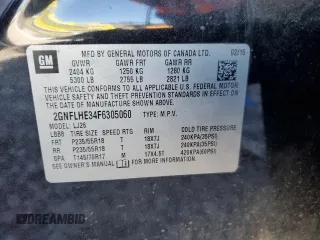 2015 Chevrolet Equinox LTZ with VIN 2GNFLHE34F6305060, listed as a Copart auction lot 48189705 with Not Provided miles and Salvage Title. Bid and sale history available at DreamBid. Image 15.