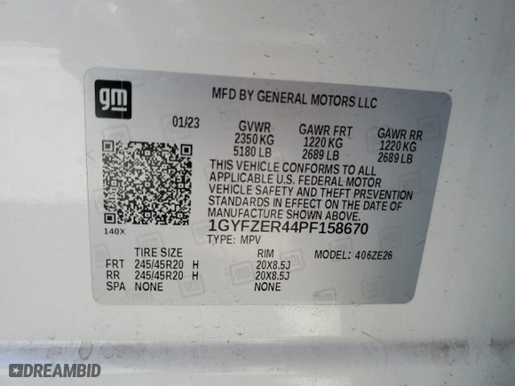 2023 Cadillac XT4 FWD Sport with VIN 1GYFZER44PF158670, listed as a Copart auction lot 46634135 with 22,393 mi miles and Salvage Title. Bid and sale history available at carsss.com. Image 14.