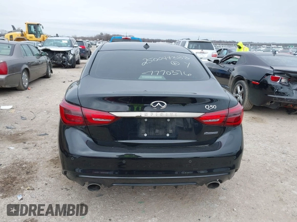 2021 Infiniti Q50 Signature Edition with VIN JN1EV7CP2MM706574, listed as a IAAI auction lot 41643762 with 33,868 mi miles and . Bid and sale history available at DreamBid. Image 16.