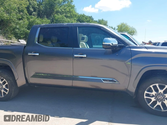 2024 Toyota Tundra 1794 Edition with VIN 5TFMA5DBXRX142402, listed as a IAAI auction lot 42619668 with 17,523 mi miles and . Bid and sale history available at DreamBid. Image 13.