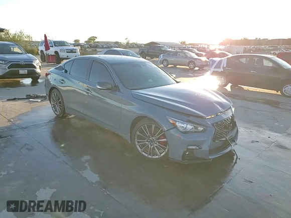 2022 Infiniti Q50 Red Sport 400 with VIN JN1FV7DP0NM370069, listed as a Copart auction lot 80541084 with 26,013 mi miles and Salvage Title. Bid and sale history available at DreamBid. Image 14.