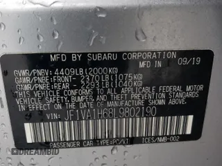 2020 Subaru WRX Limited with VIN JF1VA1H68L9802190, listed as a Copart auction lot 43830605 with 65,688 mi miles and Salvage Title. Bid and sale history available at carsss.com. Image 12.