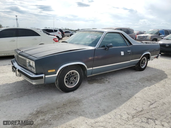 1985 Chevrolet El Camino with VIN 3GCCW80H1FS923489, listed as a Copart auction lot 78198354 with NaN miles and Salvage Title. Bid and sale history available at carsss.com. Image 1.