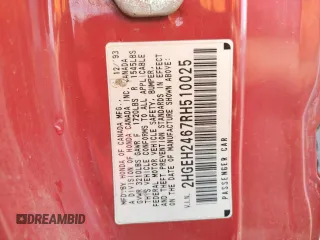 1994 Honda Civic z VIN 2HGEH2467RH510025, wystawiony jako Copart lot #80695724 z przebiegiem 231 277 mil mil oraz Szkoda całkowita • Salvage title. Historia ofert i sprzedaży dostępna na DreamBid. Obrazek 12.