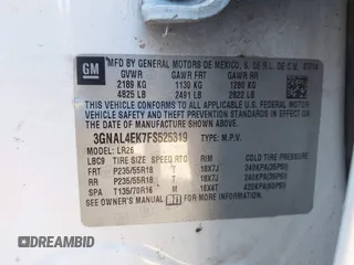 2015 Chevrolet Captiva Sport LTZ with VIN 3GNAL4EK7FS525319, listed as a IAAI auction lot 41845636 with 139,651 mi miles and . Bid and sale history available at DreamBid. Image 9.