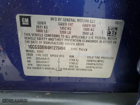 2017 Chevrolet Colorado 2WD Z71 with VIN 1GCGSDEN4H1279494, listed as a Copart auction lot 43148185 with 105,884 mi miles and Salvage Title. Bid and sale history available at carsss.com. Image 13.