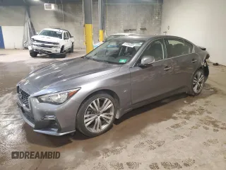 2018 Infiniti Q50 Luxe with VIN JN1EV7AR6JM437818, listed as a Copart auction lot 61094005 with 48,058 mi miles and Salvage title. Bid and sale history available at DreamBid. Image 1.
