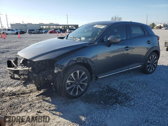 2019 Mazda CX-3 Grand Touring with VIN JM1DKFD77K0447529, listed as a Copart auction lot 43562565 with 57,321 mi miles and Salvage Title. Bid and sale history available at DreamBid. Image 1.