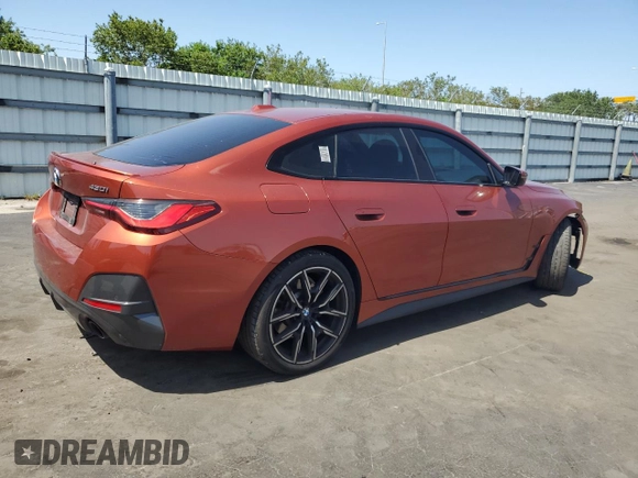 2022 BMW 4 Series 430i with VIN WBA63AV06NFM11260, listed as a Copart auction lot 57551825 with 52,969 mi miles and Salvage title. Bid and sale history available at DreamBid. Image 3.
