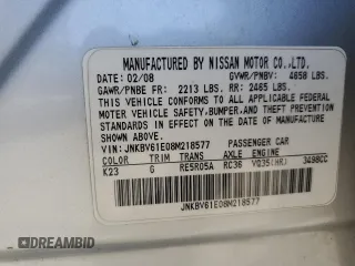 2008 Infiniti G35 Journey with VIN JNKBV61E08M218577, listed as a Copart auction lot 62776125 with 246,590 mi miles and Salvage title. Bid and sale history available at DreamBid. Image 12.