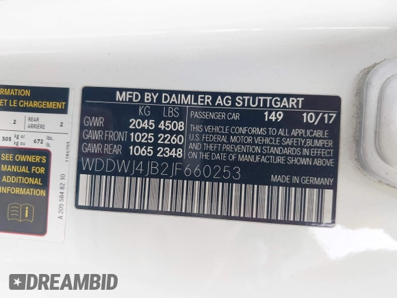 2018 Mercedes-Benz C 300 with VIN WDDWJ4JB2JF660253, listed as a IAAI auction lot 42421185 with 142,828 mi miles and . Bid and sale history available at DreamBid. Image 9.