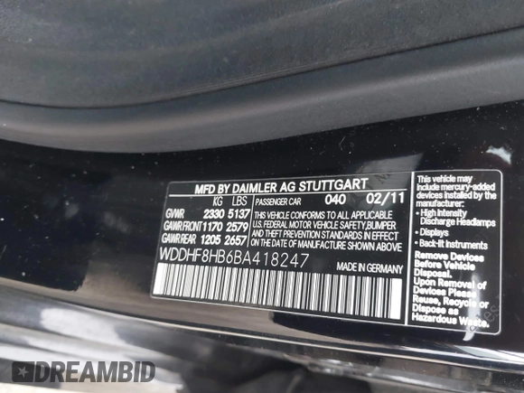 2011 Mercedes-Benz E 350 Luxury z VIN WDDHF8HB6BA418247, wystawiony jako IAAI lot #42161954 z przebiegiem 87 877 mil mil oraz . Historia ofert i sprzedaży dostępna na DreamBid. Obrazek 9.