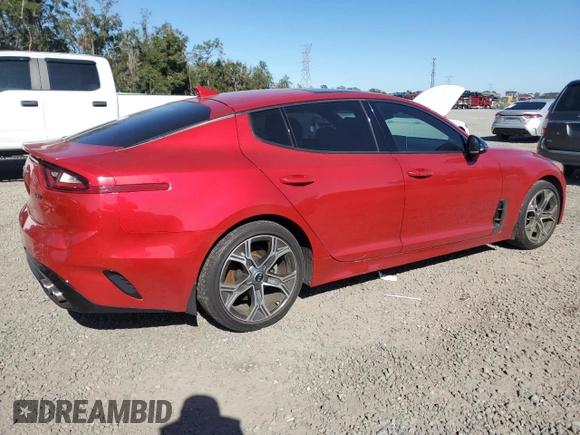 2020 Kia Stinger GT-Line with VIN KNAE15LA1L6084378, listed as a Copart auction lot 82859974 with 83,639 mi miles and Salvage Title. Bid and sale history available at carsss.com. Image 3.