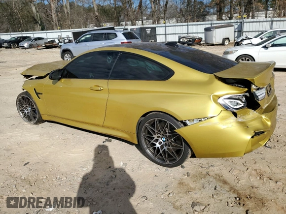 2018 BMW M4 with VIN WBS4Y9C58JAC88055, listed as a Copart auction lot 46176255 with 0 mi miles and Salvage Title. Bid and sale history available at carsss.com. Image 2.