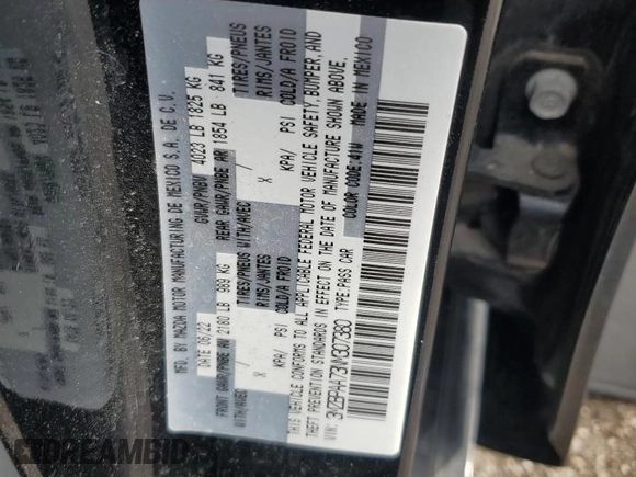 2022 Mazda 3 2.0 with VIN 3MZBPAA73NM307380, listed as a Copart auction lot 55522675 with 54,375 mi miles and Salvage title. Bid and sale history available at DreamBid. Image 12.