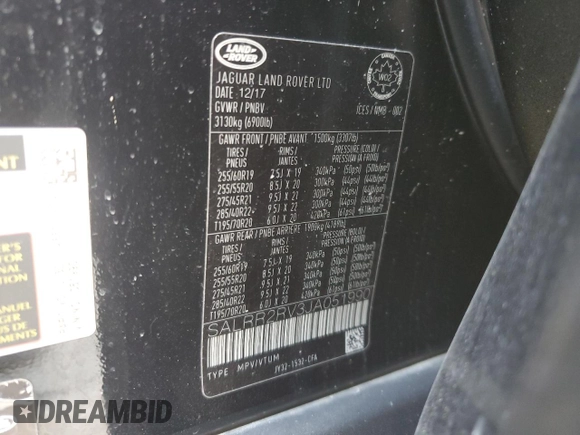 2018 Land Rover Discovery HSE with VIN SALRR2RV3JA051990, listed as a Copart auction lot 74060534 with 104,086 mi miles and Salvage Title. Bid and sale history available at carsss.com. Image 13.