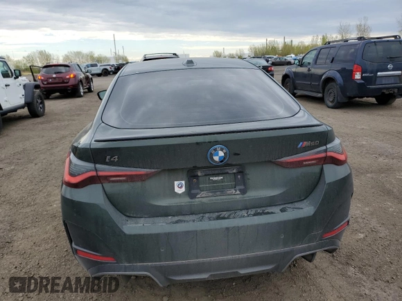 2023 BMW i4 M50 with VIN WBY33AW04PFN92493, listed as a Copart auction lot 54699934 with 27,546 mi miles. Bid and sale history available at carsss.com. Image 6.