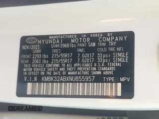 2022 Hyundai Kona SEL with VIN KM8K32ABXNU855957, listed as a IAAI auction lot 41004984 with 69,179 mi miles. Bid and sale history available at carsss.com. Image 9.