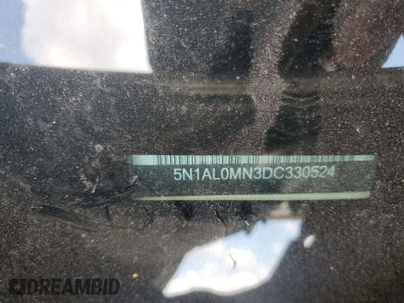 2013 Infiniti JX35 with VIN 5N1AL0MN3DC330524, listed as a Copart auction lot 72678044 with 0 mi miles and Salvage Title. Bid and sale history available at carsss.com. Image 13.