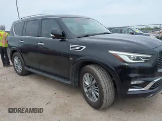 2019 Infiniti QX80 Luxe z VIN JN8AZ2NF1K9680402, wystawiony jako IAAI lot #42055243 z przebiegiem 111 308 mil mil oraz . Historia ofert i sprzedaży dostępna na DreamBid. Obrazek 1.
