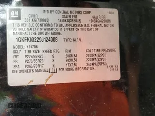 2009 GMC Yukon Denali z VIN 1GKFK03229J124008, wystawiony jako Copart lot #56189155 z przebiegiem 258 994 mil mil oraz Tytuł czysty. Historia ofert i sprzedaży dostępna na DreamBid. Obrazek 13.