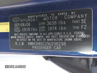 2009 Hyundai Accent Auto GLS with VIN KMHCN46C29U298298, listed as a IAAI auction lot 41568338 with 97,130 mi miles. Bid and sale history available at carsss.com. Image 9.