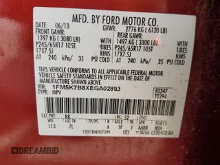 2014 Ford Explorer z VIN 1FM5K7B8XEGA02893, wystawiony jako Copart lot #58220995 z przebiegiem 149 697 mil mil oraz Szkoda całkowita • Salvage title. Historia ofert i sprzedaży dostępna na DreamBid. Obrazek 14.