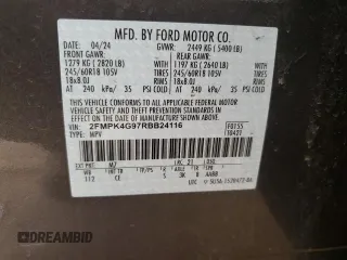 2024 Ford Edge SE с VIN 2FMPK4G97RBB24116, выставлен на аукционе Copart как лот 46315525 с пробегом 10 061 миль миль и Списание • Salvage title. История ставок и продаж доступна на DreamBid. Изображение 13.