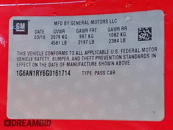 2016 Cadillac ATS-V with VIN 1G6AN1RY6G0161714, listed as a IAAI auction lot 41202161 with 84,041 mi miles. Bid and sale history available at carsss.com. Image 9.