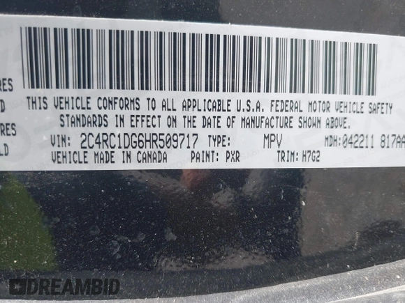 2017 Chrysler Pacifica Touring with VIN 2C4RC1DG6HR509717, listed as a IAAI auction lot 42228096 with 86,956 mi miles and . Bid and sale history available at DreamBid. Image 9.