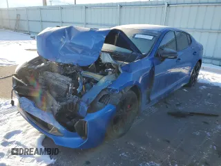 2018 Kia Stinger GT with VIN KNAE35LC2J6035585, listed as a Copart auction lot 43074175 with 77,851 mi miles and Salvage Title. Bid and sale history available at carsss.com. Image 1.