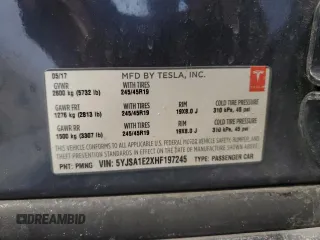 2017 Tesla Model S 100D with VIN 5YJSA1E2XHF197245, listed as a Copart auction lot 45961805 with Not provided miles and Non repairable. Bid and sale history available at DreamBid. Image 14.