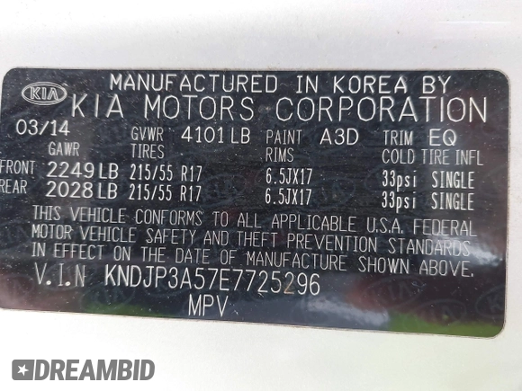 2014 Kia Soul + with VIN KNDJP3A57E7725296, listed as a IAAI auction lot 42084611 with 223,610 mi miles. Bid and sale history available at carsss.com. Image 9.