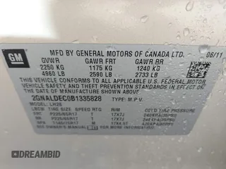 2011 Chevrolet Equinox LT w/1LT with VIN 2GNALDEC0B1335828, listed as a IAAI auction lot 41807793 with 102,505 mi miles. Bid and sale history available at carsss.com. Image 9.
