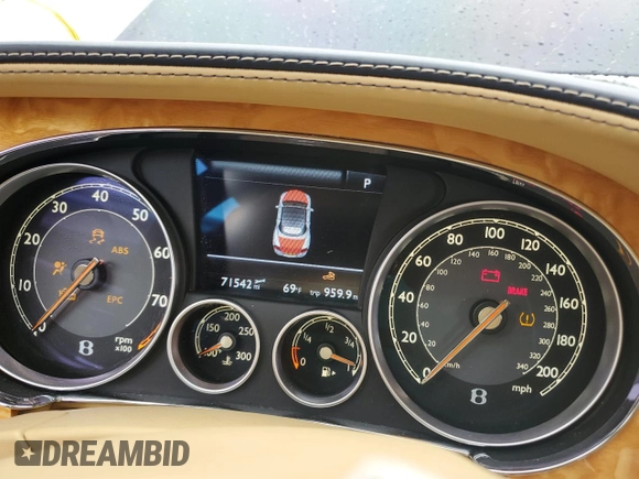 2013 Bentley Continental GT with VIN SCBGR3ZA3DC078314, listed as a Copart auction lot 43062685 with 71,542 mi miles and Salvage Title. Bid and sale history available at DreamBid. Image 9.