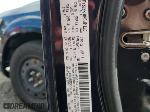 2014 Dodge Journey American Value Pkg with VIN 3C4PDCAB4ET141734, listed as a Copart auction lot 73952994 with 168,801 mi miles and Clean Title. Bid and sale history available at carsss.com. Image 13.