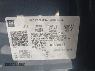 2019 Cadillac Escalade Premium Luxury z VIN 1GYS3CKJ5KR249877, wystawiony jako IAAI lot #42330256 z przebiegiem 46 624 mil mil oraz . Historia ofert i sprzedaży dostępna na DreamBid. Obrazek 9.