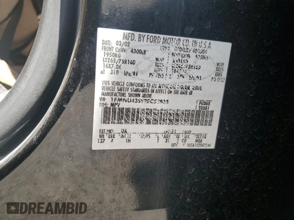 2002 Ford Excursion Limited z VIN 1FMNU43S92EC53835, wystawiony jako Copart lot #60525215 z przebiegiem 207 011 mil mil oraz Szkoda całkowita • Salvage title. Historia ofert i sprzedaży dostępna na DreamBid. Obrazek 12.