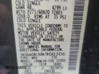 2008 Infiniti QX56 z VIN 5N3AA08C68N900306, wystawiony jako Copart lot #85389104 z przebiegiem Nie podano mil oraz Tytuł czysty. Historia ofert i sprzedaży dostępna na DreamBid. Obrazek 13.