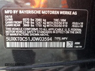 2018 BMW X5 xDrive40e iPerformance with VIN 5UXKT0C51J0W03594, listed as a Copart auction lot 47802005 with 59,670 mi miles and Salvage Title. Bid and sale history available at carsss.com. Image 13.